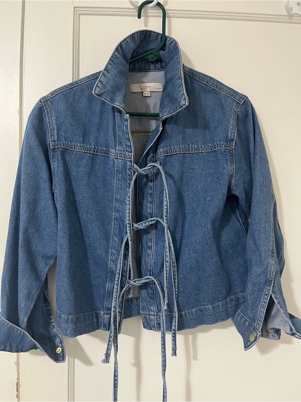 LOFT Blue Denim Tie-Front Jean Jacket